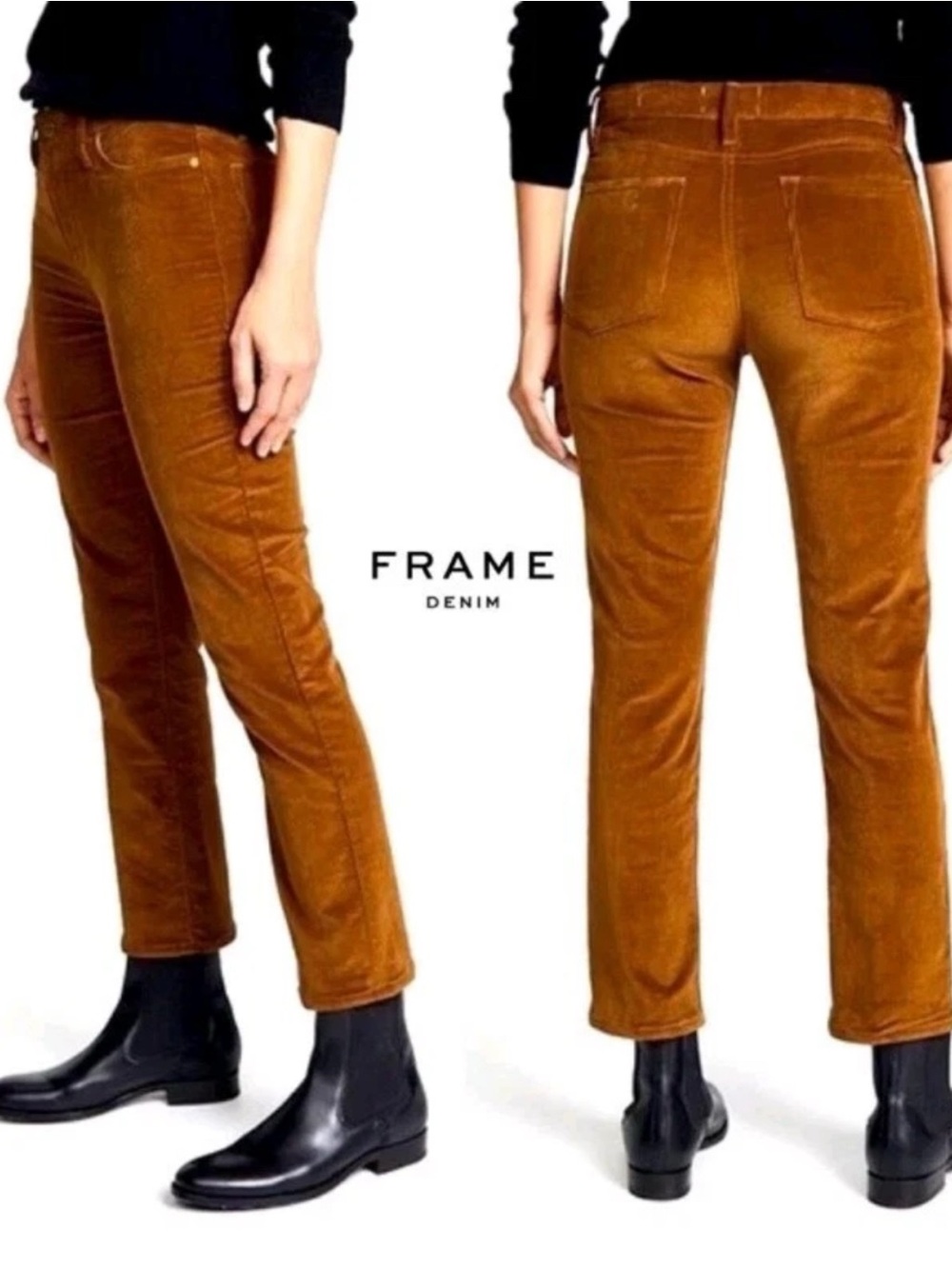 NEW Frame Le High Rise Straight Leg Corduroy jeans in Worm Rust Size 32